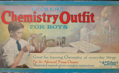 As a child, Gordon Moore learned to love chemistry (and explosions) by tinkering with a neighbor’s chemistry set, possibly one like this A. C. Gilbert No. 1 “Chemistry Outfit for Boys,” ca. 1943.