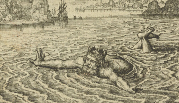 illustration of a man swimming in the ocean